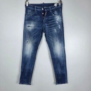 DSQUARED2 Skinny Dan Jean Denim Men's Size 48 Made in Italy Distressed